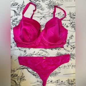 Cacique Hot Pink Bra and Panty Set 3x/42G